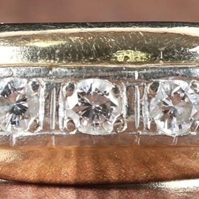Sale Photo Thumbnail #350: ROBUST 14K YELLOW/WHITE GOLD MENS RING W/ DIAMONDS