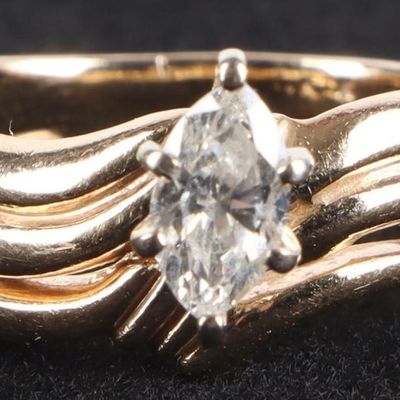 Sale Photo Thumbnail #245: 0.5CT MARQUISE DIAMOND SOLITAIRE 14K LADIES RING