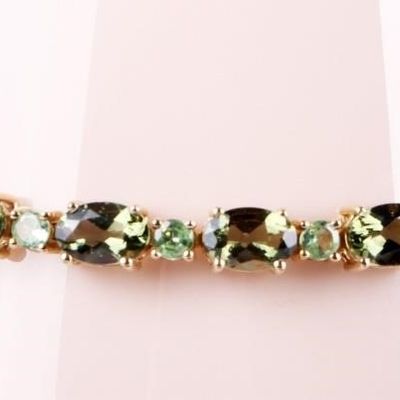 Sale Photo Thumbnail #407: 10K YELLOW GOLD GREEN CITRINE LADIES BRACELET