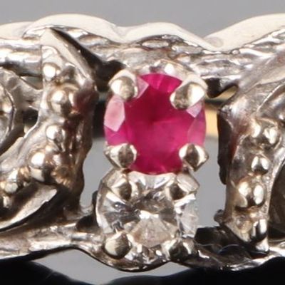 Sale Photo Thumbnail #221: 14K WHITE GOLD NATURAL DIAMOND SAPPHIRE RUBY RING