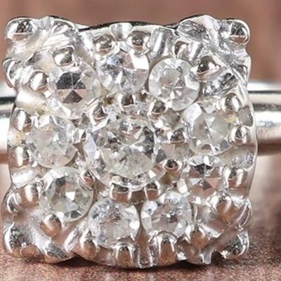 Sale Photo Thumbnail #68: LARGE 14K WHITE GOLD LADIES RING W/ DIAMOND