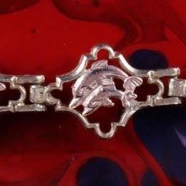 Sale Photo Thumbnail #394: 14K YELLOW GOLD LADIES BRACELET W/ ROSE DOLPHINS