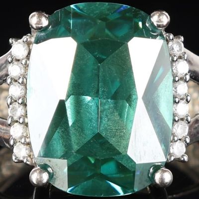 Sale Photo Thumbnail #348: 14K WHITE GOLD LADIES RING W/ 9CT TOURMALINE & DIA
