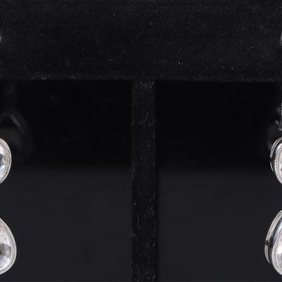 Sale Photo Thumbnail #47: 14K WHITE GOLD DIAMOND TOPAZ LADIES EARRINGS