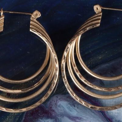 Sale Photo Thumbnail #305: 14K YELLOW GOLD QUADRUPLE HOOP LADIES EARRINGS