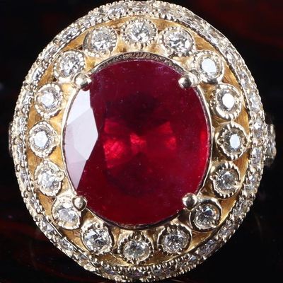 Sale Photo Thumbnail #201: 14K YELLOW GOLD RUBY DIAMOND LADIES RING