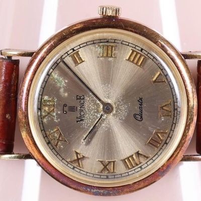 Sale Photo Thumbnail #222: 14K YELLOW GOLD VICENCE ITALIAN LEATHER WRISTWATCH