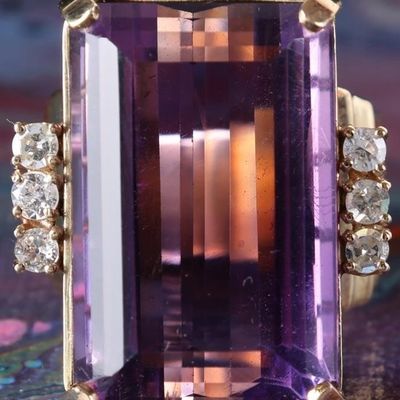 Sale Photo Thumbnail #102: 50CT SPINEL 14K YELLOW GOLD LADIES RING W/ DIAMOND