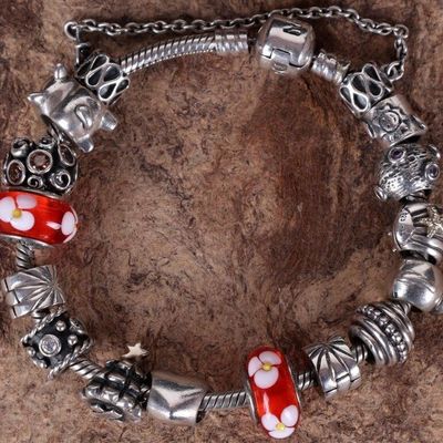 Sale Photo Thumbnail #112: PANDORA STERLING SILVER BRACELET WITH 15 CHARMS