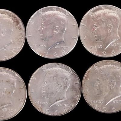 Sale Photo Thumbnail #158: ASSORTED 90% SILVER KENNEDY HALF DOLLARS - (9)