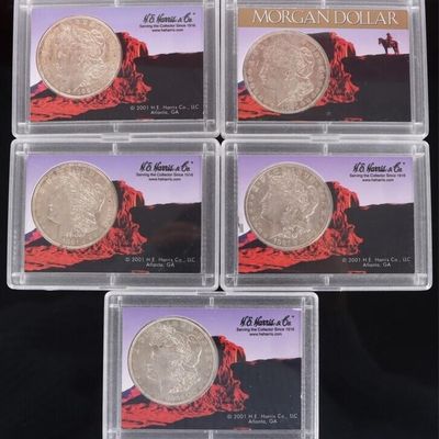 Sale Photo Thumbnail #243: 1921 P/D/S 90% SILVER MORGAN DOLLARS H.E. - (5)