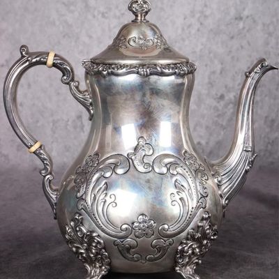 Sale Photo Thumbnail #134: POOLE STERLING SILVER OLD ENGLISH TEA POT