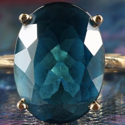 Sale Photo Thumbnail #332: 14K YELLOW GOLD LARGE BLUE TOPAZ LADIES RING