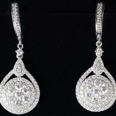 Sale Photo Thumbnail #35: DIAMOND STUDDED 14K WHITE GOLD LADIES EARRINGS