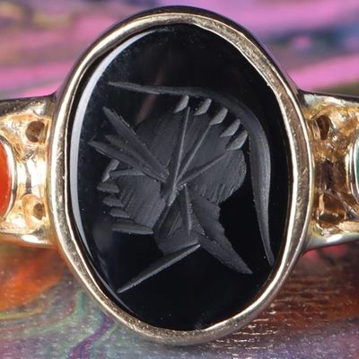 Sale Photo Thumbnail #376: 14K YELLOW GOLD LADIES CAMEO RING W/ TOURMALINE
