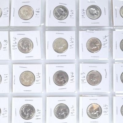 Sale Photo Thumbnail #5: 90% SILVER 1960-1964 WASHINGTON QUARTERS - (20)