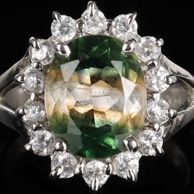 Sale Photo Thumbnail #229: 10K WHITE GOLD LADIES RING W/ TRICOLOR SPINEL