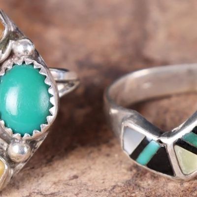 Sale Photo Thumbnail #109: STERLING NATIVE AMERICAN MULTI STONE LADIES RINGS