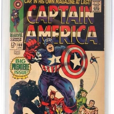 Sale Photo Thumbnail #293: CAPTAIN AMERICA #100 CGC 7.0 OW - 1ST SOLO ISSUE