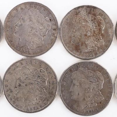 Sale Photo Thumbnail #400: ASSORTED 90% SILVER MORGAN DOLLARS - (8)