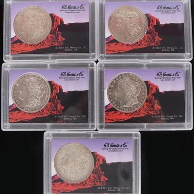 Sale Photo Thumbnail #242: 1921 P/D/S 90% SILVER MORGAN DOLLARS H.E. - (5)