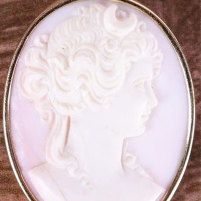 Sale Photo Thumbnail #49: 18K GOLD CONCH SHELL CAMEO LADIES PIN & PENDANT