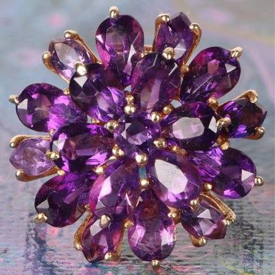 Sale Photo Thumbnail #396: 14K YELLOW GOLD LADIES RING W/ FLORAL AMETHYST
