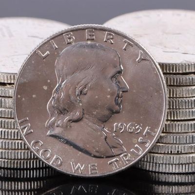 Sale Photo Thumbnail #248: SILVER 1963 FRANKLIN HALF DOLLAR BRILLIANT UC - 20