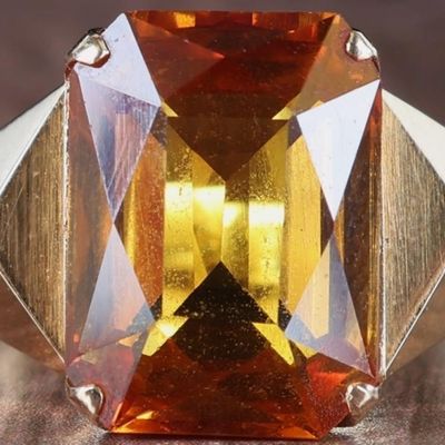 Sale Photo Thumbnail #275: 11.5CT ORANGE SAPPHIRE 18K YELLOW GOLD LADIES RING