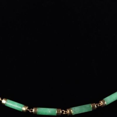 Sale Photo Thumbnail #356: 14K YELLOW GOLD IMPERIAL JADE LADIES NECKLACE