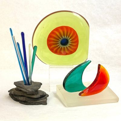 Sale Photo Thumbnail #593: Three Art Glass Sculptures