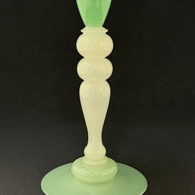 Sale Photo Thumbnail #363: Steuben Jade & Opal Candlestick