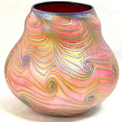 Sale Photo Thumbnail #652: Lotton Pink/Gold King Tut Vase
