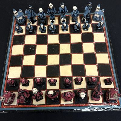 Sale Photo Thumbnail #180: Rare HB Quimper Chess Set