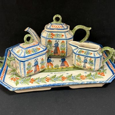 4 Pc HR Quimper Tea Set
