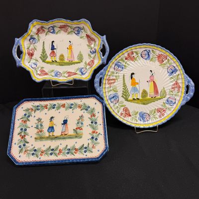 Sale Photo Thumbnail #188: 3 Quimper Serving Pieces
