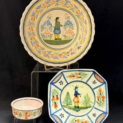 3 Quimper French Faience Items