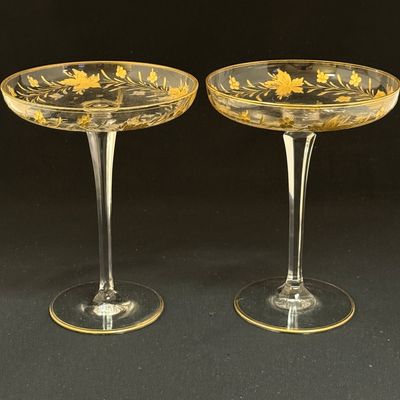 Sale Photo Thumbnail #447: Two Etched Glass Compotes