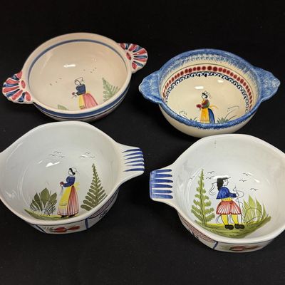 Sale Photo Thumbnail #183: 4 Lug-eared Quimper Bowls