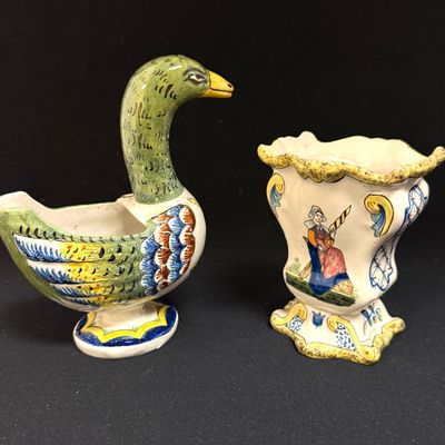Sale Photo Thumbnail #108: 2 HB French Faience Items