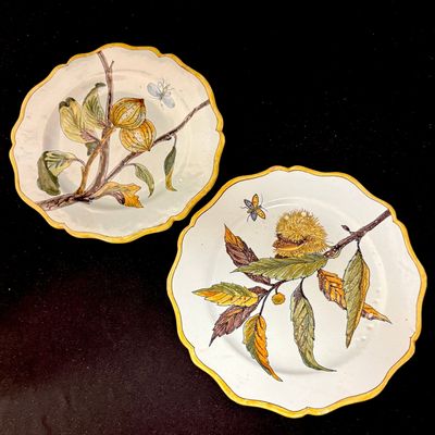 2 Porquier Beau Botanical Plates