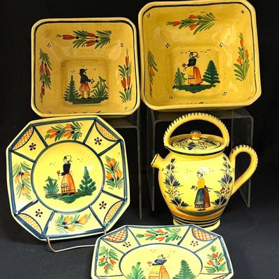 Sale Photo Thumbnail #138: 5 Quimper French Faience Items