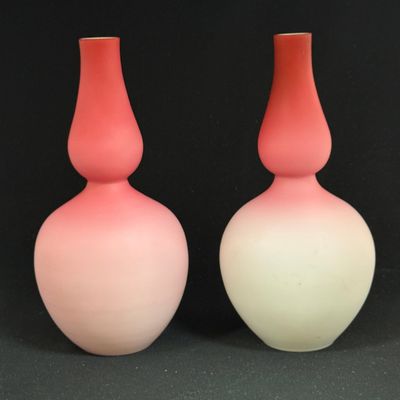 Sale Photo Thumbnail #234: 2 Peach Blow Bulbous Vases