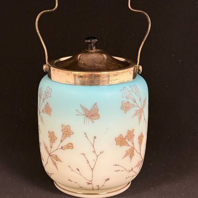 Sale Photo Thumbnail #235: Blue Enameled Biscuit Jar
