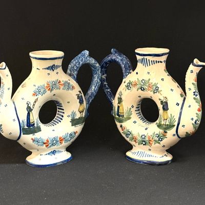 Sale Photo Thumbnail #178: 2  HR Quimper Donut Teapots