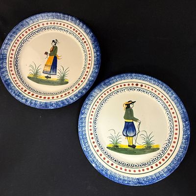 Sale Photo Thumbnail #216: Pair of HenRiot Quimper Plates