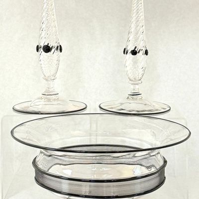 Sale Photo Thumbnail #362: Steuben Mirror Black Console Set