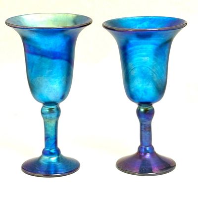 Sale Photo Thumbnail #617: Pair Mario Real Blue Goblets