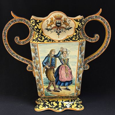 Sale Photo Thumbnail #177: Magnificent HenRiot Quimper Vase