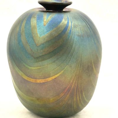 Sale Photo Thumbnail #633: Charles Lotton Blue Glass Vase